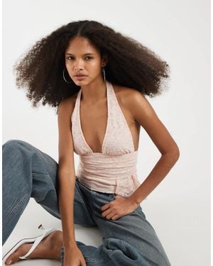 Motel Prilla Lace Halter Top - Blue