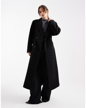 ASOS Abrigo De Vestir De Cuello Alto Con Diseño Moldeado De Bouclé De - Negro