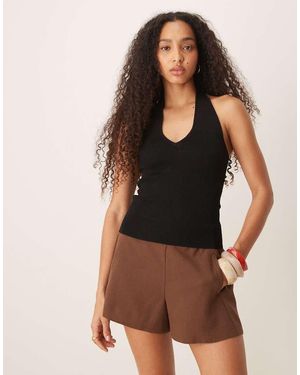 Mango Slim Fit Fine Knit V-neck Vest - Brown