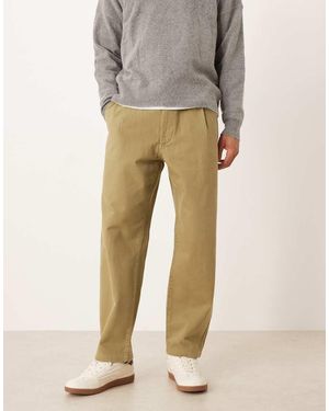 ASOS Pantaloni Affusolati Vestibilità Comoda Kaki Con Risvolto Sul Fondo - Neutro