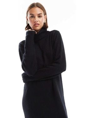 Pieces Vestito Maglia Lungo Con Collo Alto - Nero