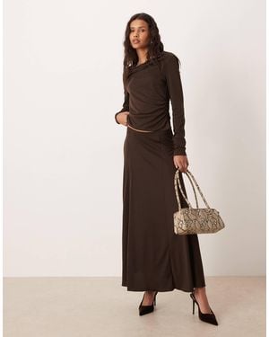 Mango Odette Jersey Pleated Midi Skirt Co-ord - Brown