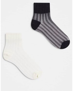 ASOS Pack Of 2 Pairs Sheer Ankle Socks - Grey