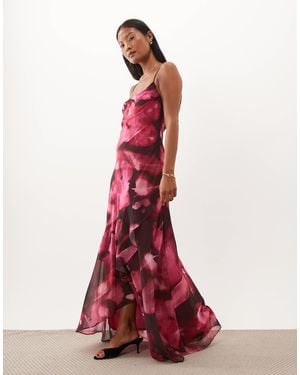 TFNC London Draped Back Chiffon Cami Maxi Dress - Red