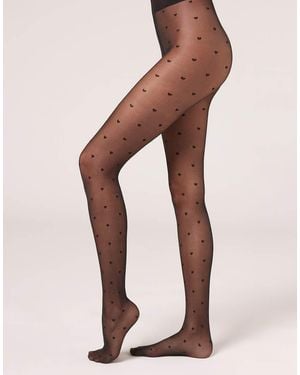 Calzedonia Little Hearts 30 Denier Sheer Tights - Pink
