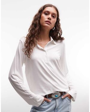 Monki Polo Top Met Lange Mouwen - Wit