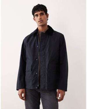ARKET Waxed Cotton Jacket With Contrast Cord Collar - Blue