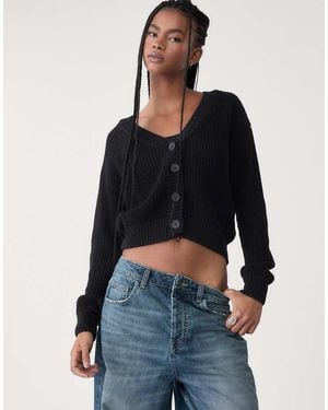 Stradivarius Gebreid Vest Met Knopen - Blauw