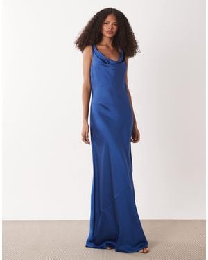 Jdy Cowl Neck Satin Maxi Dress - Blue
