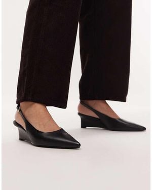 & Other Stories Leather Slingback Wedge Pump Heel - Blue