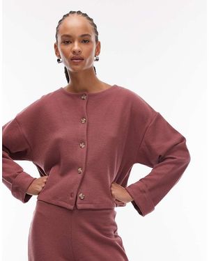 ASOS Supersoft Button Through Cardigan With Turn Up Cuff Co-ord - Red