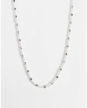 ASOS Faux Pearl And Star Beaded Necklace - White