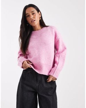 ASOS Boxy Crew Neck Sweater With Side Split Detail - Pink