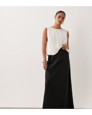 ASOS Asos Design Petite Satin Bias Maxi Skirt - White