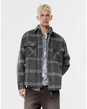 Pull&Bear Check Overshirt - Grey