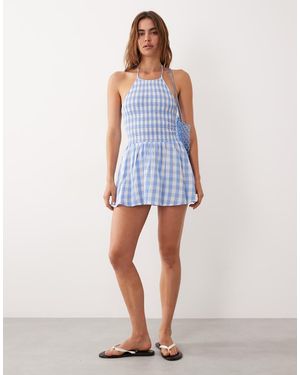esmé studios Shirred Halter Mini Dress - Blue
