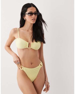 Brave Soul Slip Bikini Limone Con Dettaglio Squadrato - Neutro