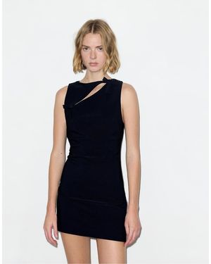 Pull&Bear Short Cut-Out Dress With Bows - Blue