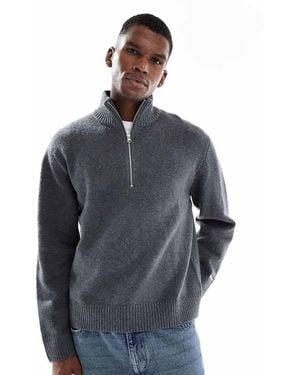 Jack & Jones Oversize Thick 1/4 Zip Jumper - Blue