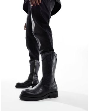 Koi Footwear Koi The Last Courtship Ornate Stacked Western Cowboy Boots - Black