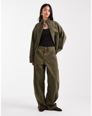 ASOS Jeans A Vita Alta Kaki Con Gamba A Cilindro - Verde