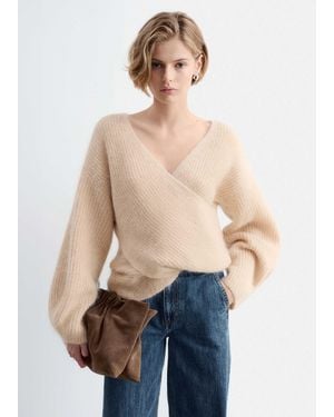 & Other Stories Pullover aus mohairmix mit wickeloptik vorne - Blau
