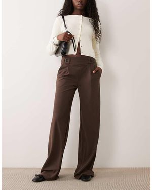 JDY Tall Pantalón De Pernera Ancha Con Detalle De Botones En Chocolate - Neutro