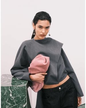 ASOS Premium Suede Cloud Clutch Bag - Grey