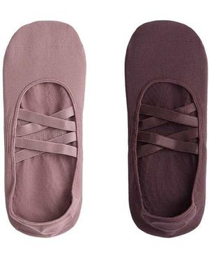 Oysho 2 Pairs Of Invisible Yoga And Pilates Polyamide Blend Socks With Double Straps - Purple