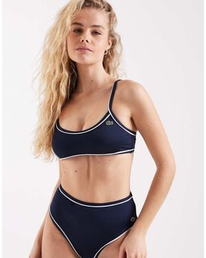 Lacoste Contrast Piped Bikini Top - Blue