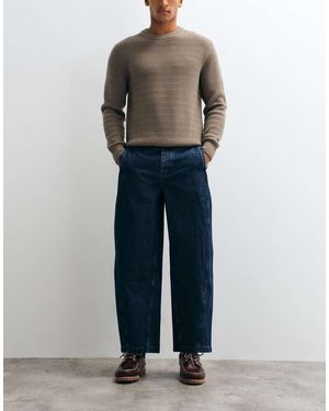 ASOS Jeans A Cilindro Lavaggio Scuro Con Cuciture - Blu
