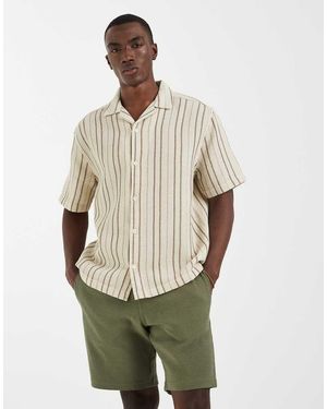 Mango Pantaloncini Misto Cotone Testurizzato Kaki - Verde