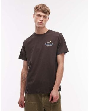 Rhythm Mountain Back Print T-Shirt - Brown