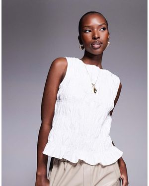 River Island Shirred Tank Top - White