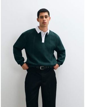 ASOS Polo De Rugby Estándar Con Costuras Sobrehiladas En - Verde