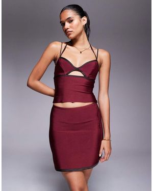 ASOS Sculpting Contrast Satin Binding Mini Skirt - Red