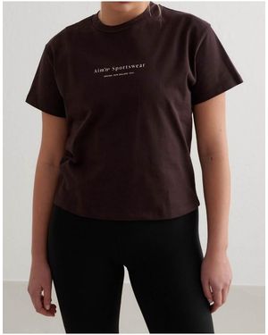 Aim'n Camiseta Cacao De Corte Cuadrado Serif De - Negro