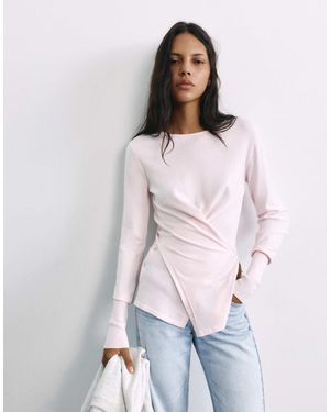 Pull&Bear Pullover mit knopfleiste und wickeloptik - Pink