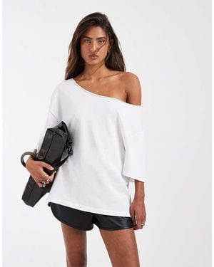 ASOS Slouchy Off Shoulder Oversized Tee - White