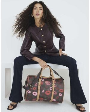 River Island Monogram Lip Print Holdall Bag - Brown