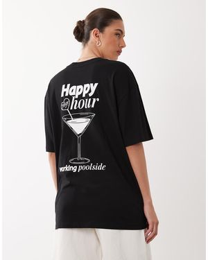 HUGO Cocktail Print Oversized Fit T-shirt - Black