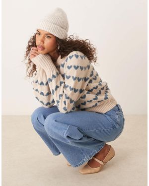 Jdy Hearts Knitted Sweater - Blue