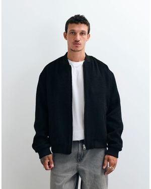 ASOS Oversized Wool Look Bomber Jacket - Blue