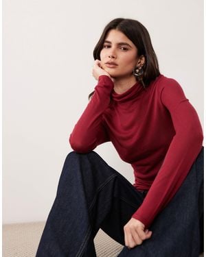 ASOS Top transparent à col roulé bordeaux - Rouge