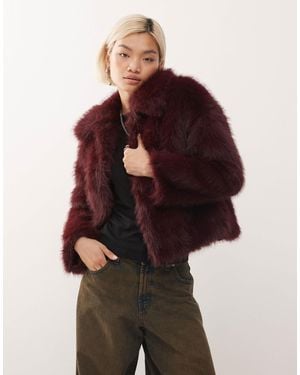 Reclaimed Vintage Faux Fur Boxy Jacket - Red
