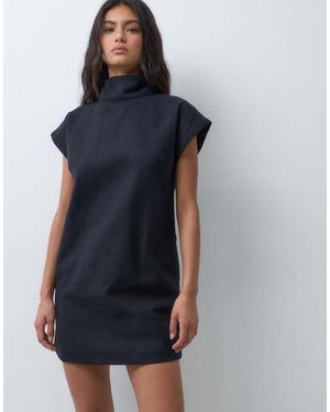 ASOS Mini Jurk Met Hoge Opstaande Kraag - Blauw