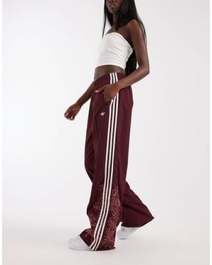 adidas Originals Firebird Loose Floral Embroide Track Trousers - Red