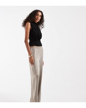 Vero Moda Textured Satin Wide Leg Trousers - White