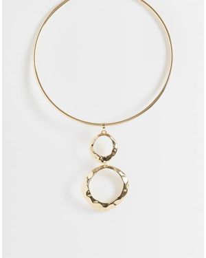ASOS Collarino Rigido Dorato Con Ciondoli Martellati A Cerchio - Metallizzato