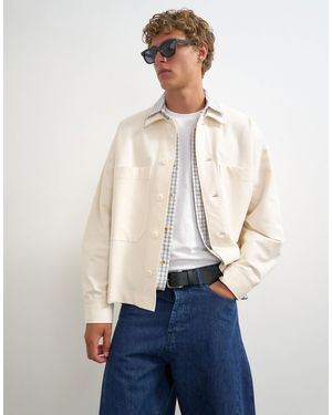 TOPMAN Oversized Fit Twill Jersey Shacket - Blue